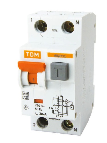 Выключатель автоматический дифференциальный АВДТ 32 1п+N 16А C 30мА тип A | код. SQ0202-0030 | TDM 
